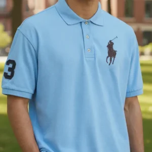 Camiseta Polo Azul Claro Big Polo Negro