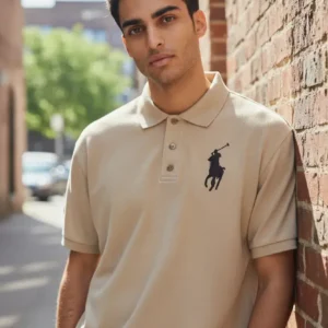 Camiseta Polo Beige Big Polo Negro