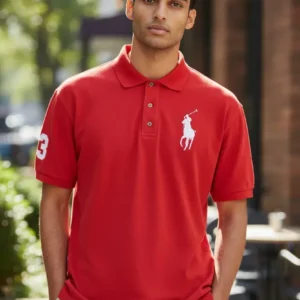 Camiseta Polo Roja con Big Polo Caballero