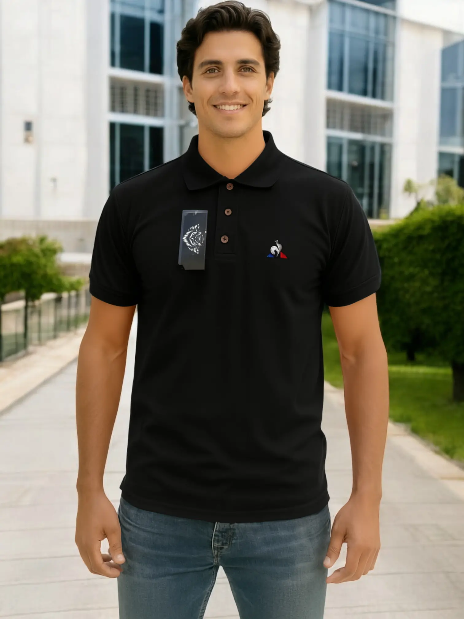 camiseta polo caballero le coq sportif para tienda owl negro