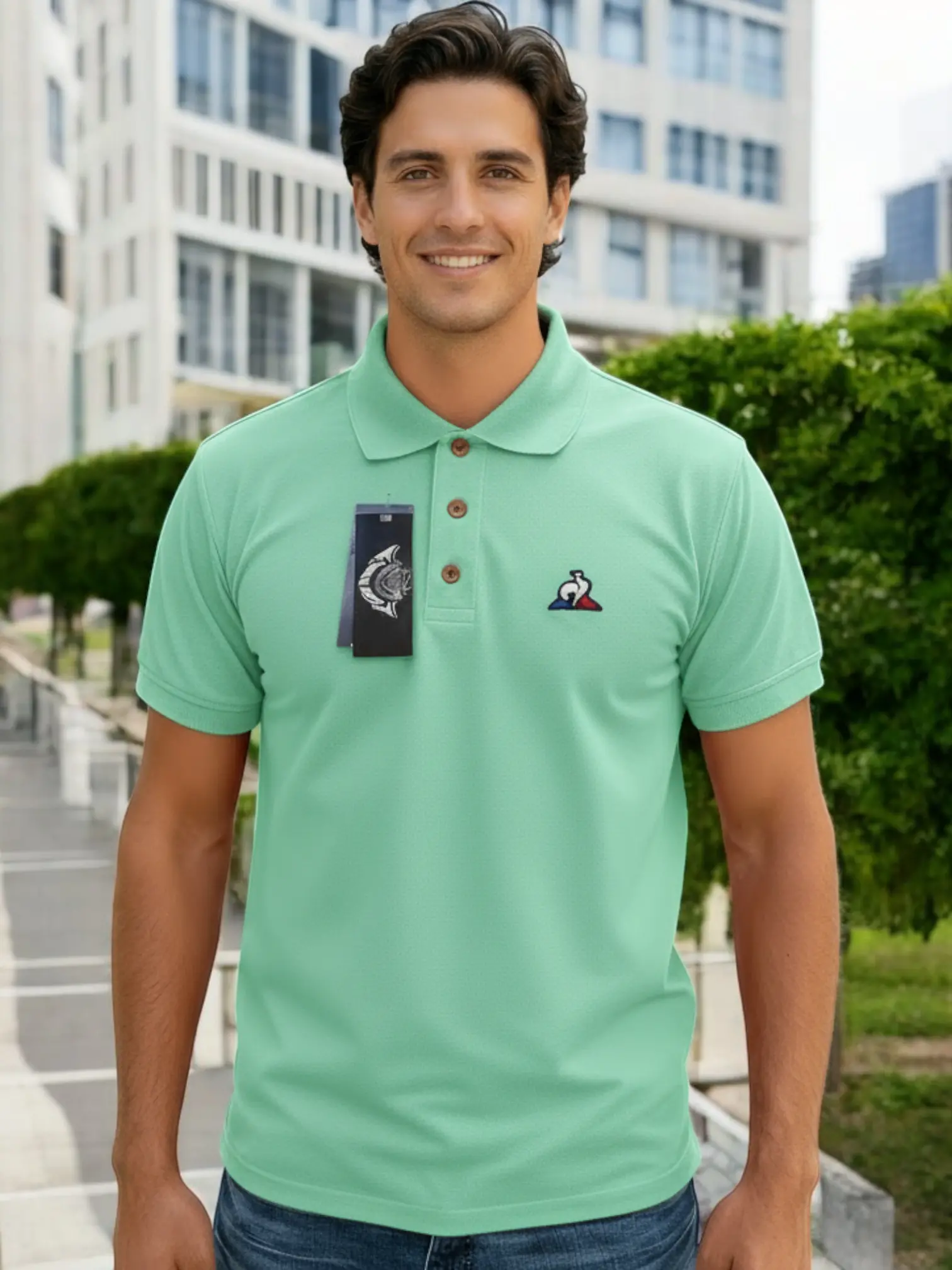 camiseta polo caballero le coq sportif para tienda owl verde menta