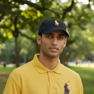 Conjunto Camiseta Amarilla Big Negro Gorra Negra Big Amarillo