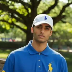 Conjunto Camiseta Azul Rey Big Amarillo Gorra Blanca Big Rey