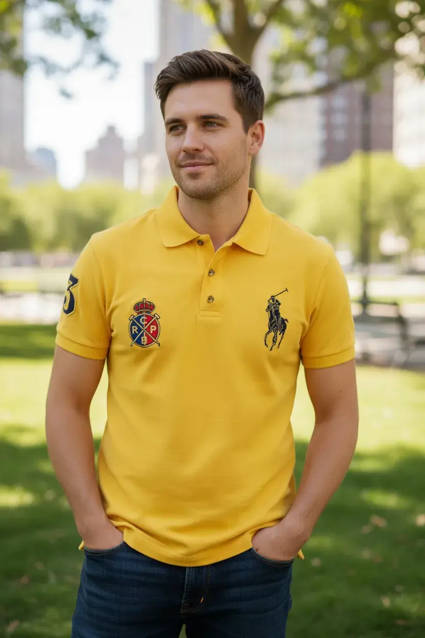 camiseta polo caballero polo real polo club barcelona tienda owl amarillo (1)