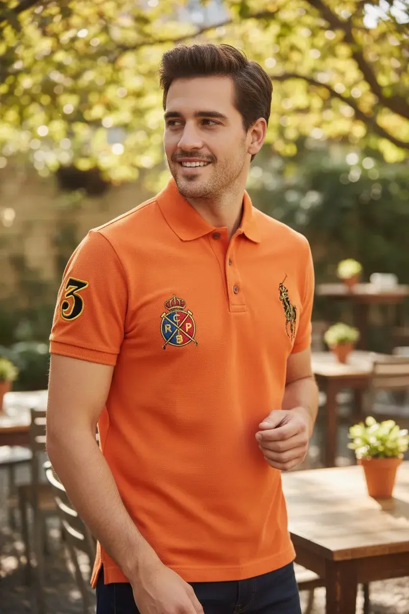 camiseta polo caballero polo real polo club barcelona tienda owl naranja (2)
