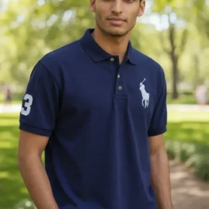 Camiseta Polo Azul Oscuro con Big Polo Caballero