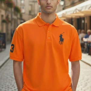 Camiseta Polo Naranja con Big Polo Caballero