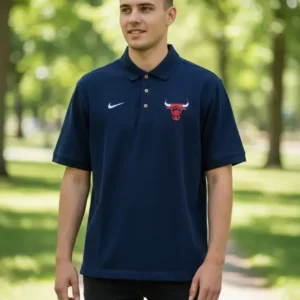 Camiseta Polo Azul Oscuro Chicago Bulls