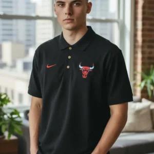 Camiseta Polo Negra Chicago Bulls