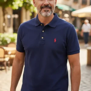 Camiseta Polo Azul Oscuro con Polo Mini Caballero