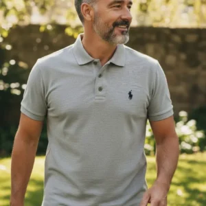 Camiseta Polo Gris Claro Small Negro