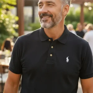 Camiseta Polo Negra con Polo Mini Caballero