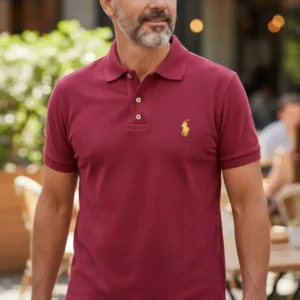 Camiseta Polo Vino Tinto Small Amarillo