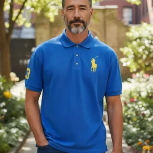 Camiseta Polo Azul Rey con Big Polo Caballero