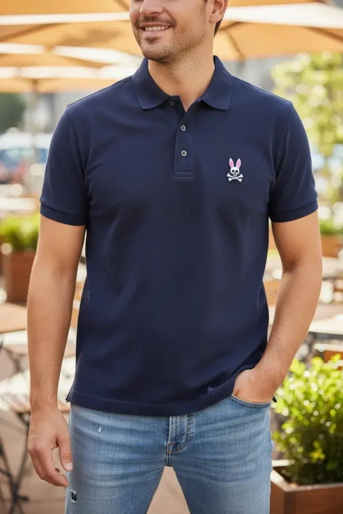 camiseta polo caballero conejo malo bunny tienda owl azul oscuro (2)