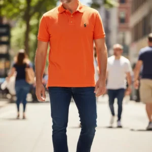 Camiseta Polo Naranja con Polo Mini Caballero