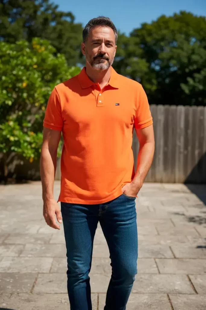 camiseta polo caballero tommy tienda owl naranja (4)