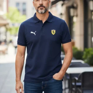 Camiseta Polo Azul Oscuro Ferrari