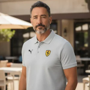 Camiseta Polo Gris Claro Ferrari