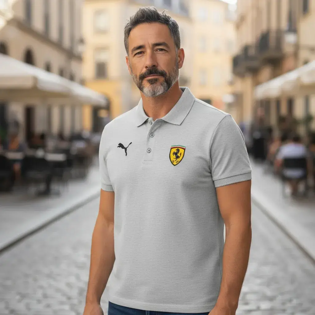 camiseta polo para caballero motores ferrari puma tienda owl gris claro (3)