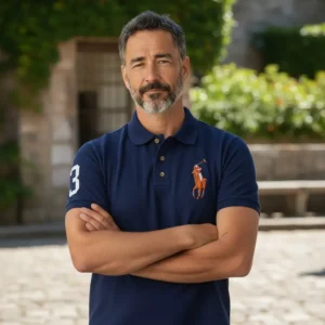 Camiseta Polo Azul Oscuro con Big Polo Color Caballero