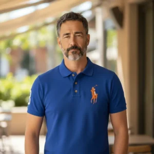 Camiseta Polo Azul Rey con Big Polo Color Caballero