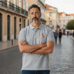 Camiseta Polo Gris Claro con Big Polo Color Caballero