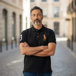 Camiseta Polo Negro con Big Polo Color Caballero