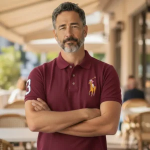 Camiseta Polo Vino Tinto con Big Polo Color Caballero