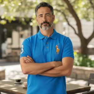 Camiseta Polo Azul Turquesa con Big Polo Color Caballero