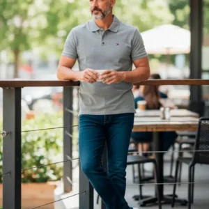 Camiseta Polo Gris Claro Tommy