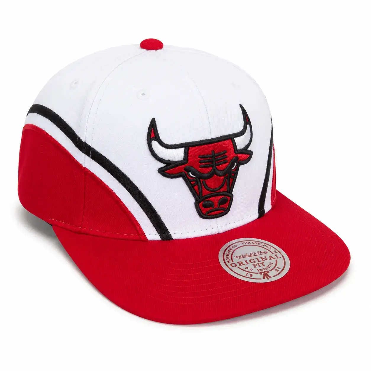 gorra plana chicago bulls roja, blanca, linea negra (4)