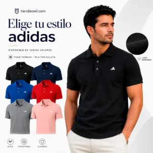 Camiseta Polo Adidas Hombre Logos Bordados Efecto 3D Alta Calidad
